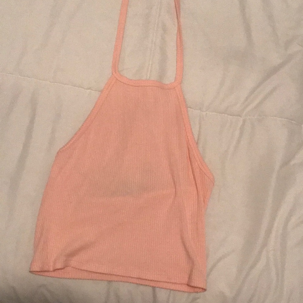 pastel pink halter crop top